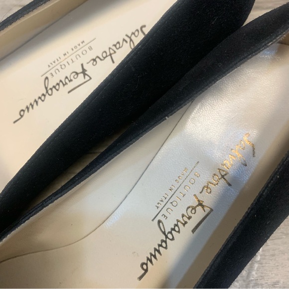 Ferragamo Boutique Italy Suede Croc Horse Bit Buckle Square Toe Loafers - Picture 3 of 13